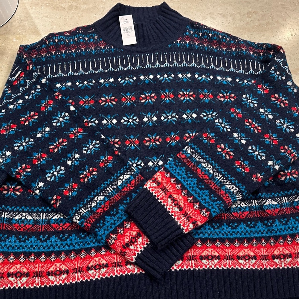 NWT LOFT Fair Isle Mock Neck Sweater XL- SOLD